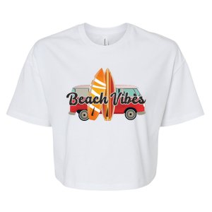 Beach Vibes Surfer Retro Van Bella+Canvas Jersey Crop Tee