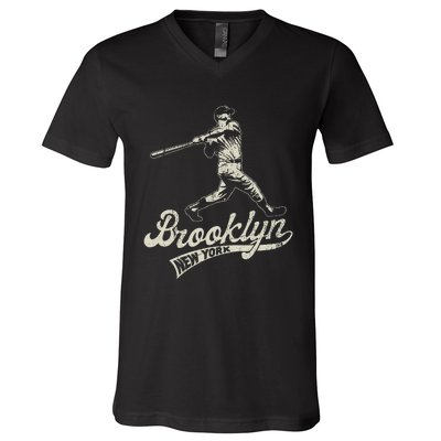 Baseball Vintage Style Brooklyn V-Neck T-Shirt