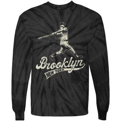 Baseball Vintage Style Brooklyn Tie-Dye Long Sleeve Shirt