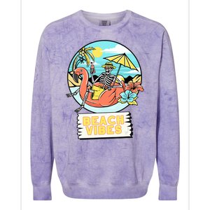 Beach Vibes Skeleton Flamingo Design Colorblast Crewneck Sweatshirt