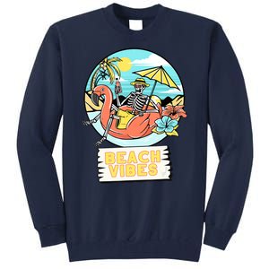 Beach Vibes Skeleton Flamingo Design Tall Sweatshirt