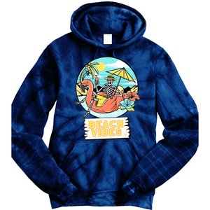 Beach Vibes Skeleton Flamingo Design Tie Dye Hoodie