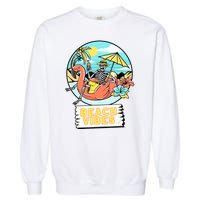 Beach Vibes Skeleton Flamingo Design Garment-Dyed Sweatshirt