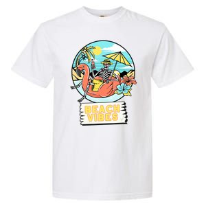 Beach Vibes Skeleton Flamingo Design Garment-Dyed Heavyweight T-Shirt