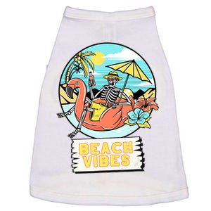 Beach Vibes Skeleton Flamingo Design Doggie Tank