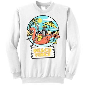 Beach Vibes Skeleton Flamingo Design Sweatshirt