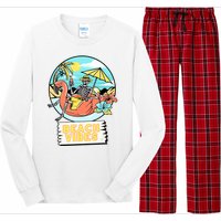 Beach Vibes Skeleton Flamingo Design Long Sleeve Pajama Set