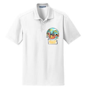 Beach Vibes Skeleton Flamingo Design Dry Zone Grid Polo