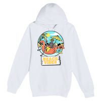 Beach Vibes Skeleton Flamingo Design Premium Pullover Hoodie