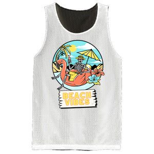 Beach Vibes Skeleton Flamingo Design Mesh Reversible Basketball Jersey Tank