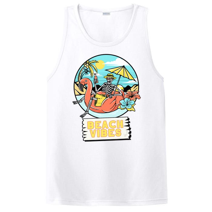 Beach Vibes Skeleton Flamingo Design PosiCharge Competitor Tank