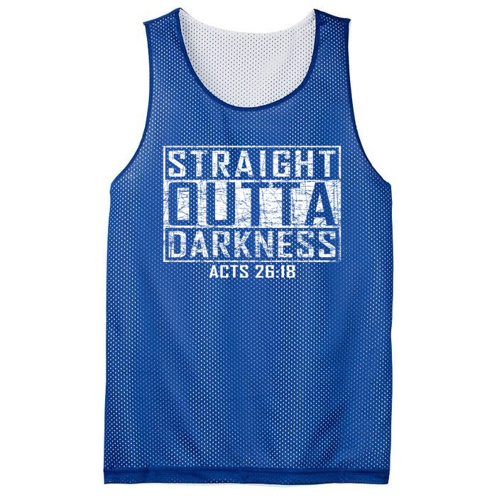 Bible Verse Straight Outta Darkness Distressed Vintage Cool Gift Mesh Reversible Basketball Jersey Tank