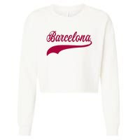 Barcelona Vintage Sports Style Cropped Pullover Crew