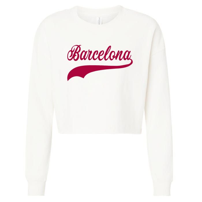 Barcelona Vintage Sports Style Cropped Pullover Crew