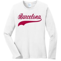 Barcelona Vintage Sports Style Ladies Long Sleeve Shirt