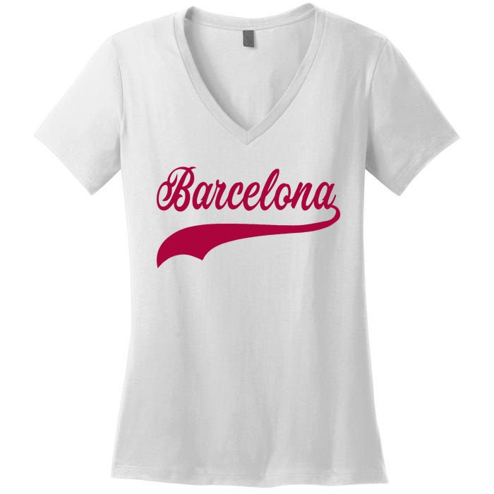 Barcelona Vintage Sports Style Women's V-Neck T-Shirt