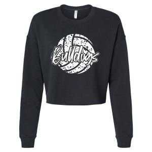 Bulldogs Volleyball School Sports Fan Team Spirit Cropped Pullover Crew