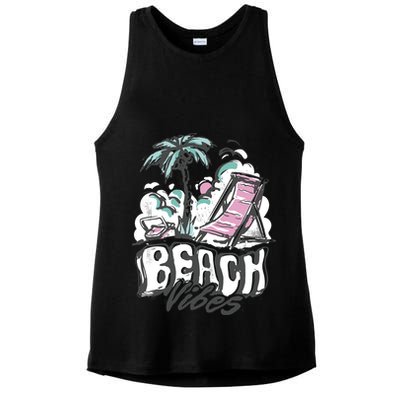 Beach Vibes Summer Ladies PosiCharge Tri-Blend Wicking Tank