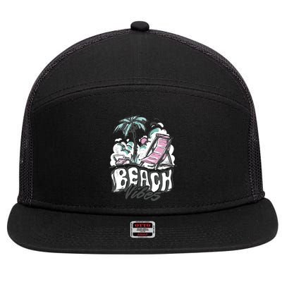 Beach Vibes Summer 7 Panel Mesh Trucker Snapback Hat