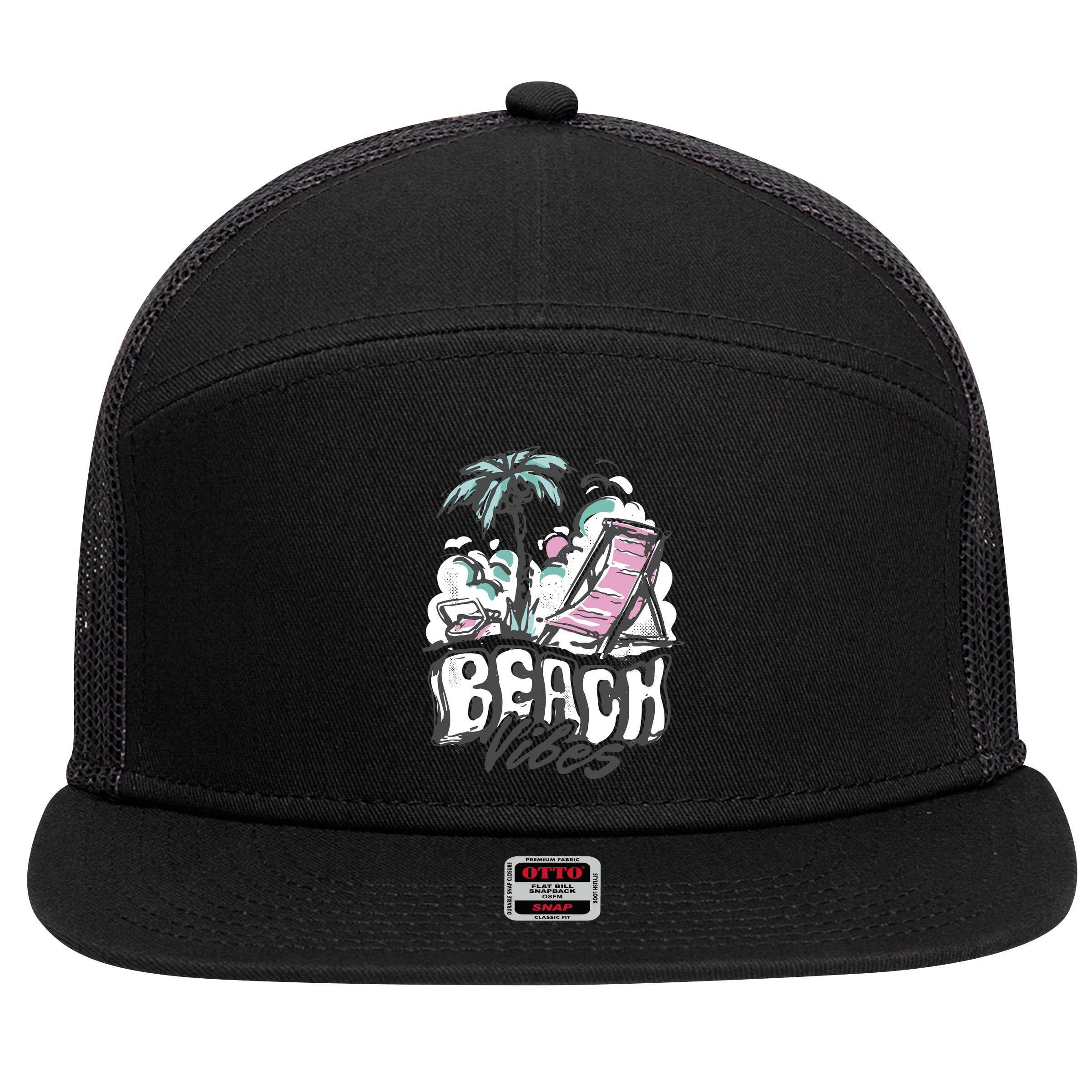 Beach Vibes Summer 7 Panel Mesh Trucker Snapback Hat