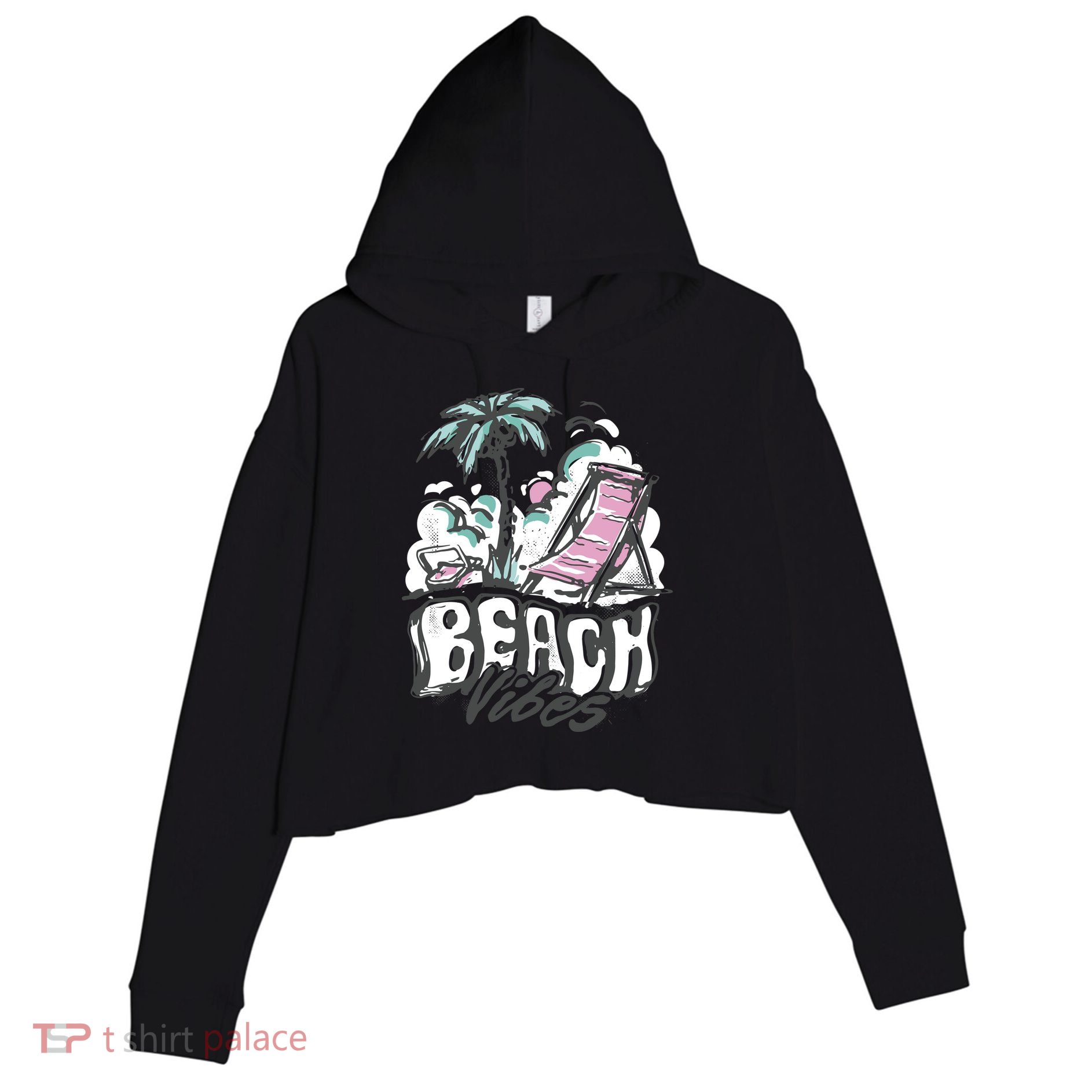 Beach Vibes Summer Crop Fleece Hoodie