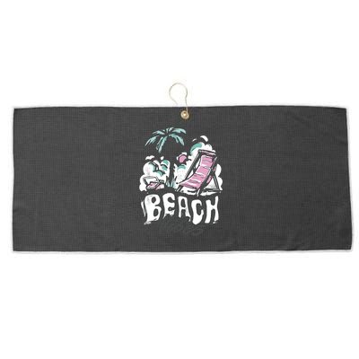 Beach Vibes Summer Large Microfiber Waffle Golf Towel