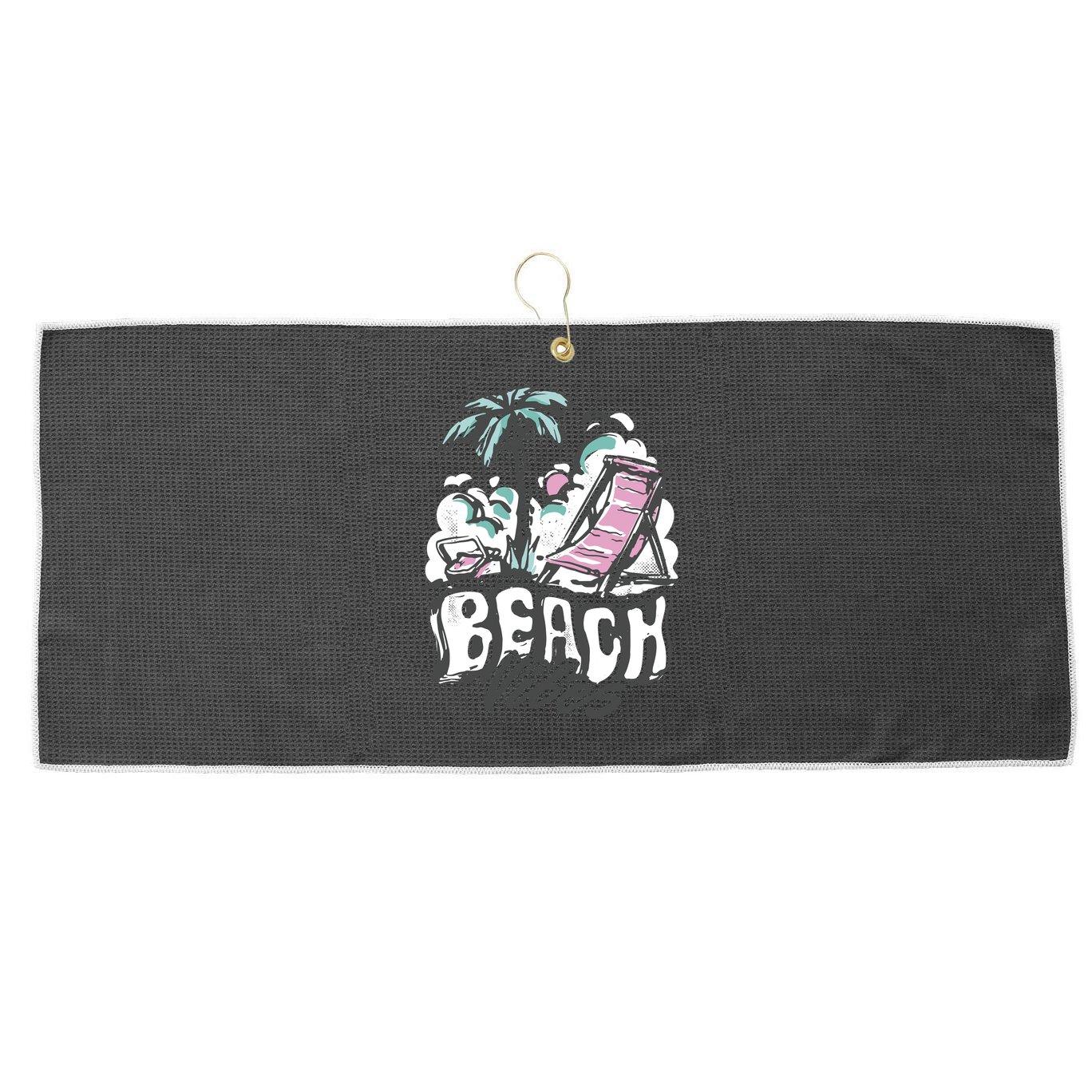Beach Vibes Summer Large Microfiber Waffle Golf Towel
