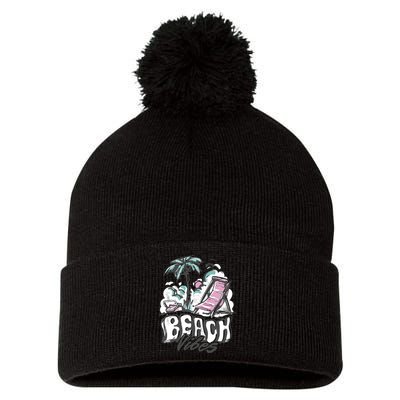 Beach Vibes Summer Pom Pom 12in Knit Beanie