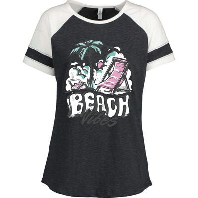 Beach Vibes Summer Enza Ladies Jersey Colorblock Tee