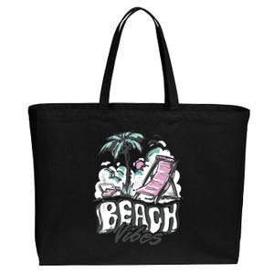 Beach Vibes Summer Cotton Canvas Jumbo Tote