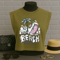 Beach Vibes Summer Garment-Dyed Women's Muscle Tee