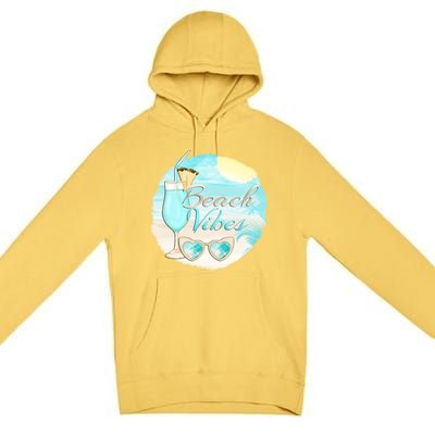 Beach Vibes Summer Vacation Vacay Mode Cute Sun And Gift Premium Pullover Hoodie