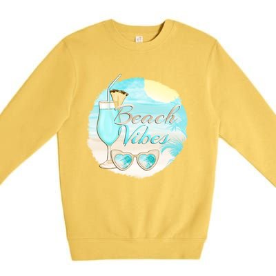 Beach Vibes Summer Vacation Vacay Mode Cute Sun And Gift Premium Crewneck Sweatshirt