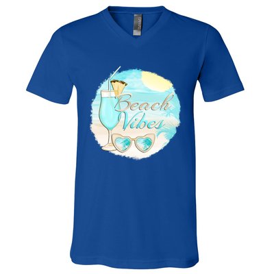 Beach Vibes Summer Vacation Vacay Mode Cute Sun And Gift V-Neck T-Shirt