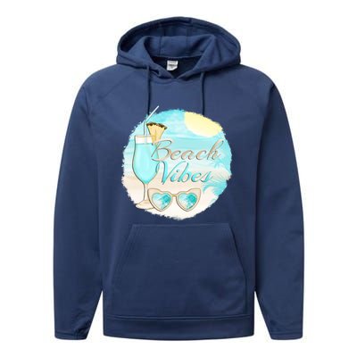 Beach Vibes Summer Vacation Vacay Mode Cute Sun And Gift Performance Fleece Hoodie