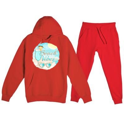 Beach Vibes Summer Vacation Vacay Mode Cute Sun And Gift Premium Hooded Sweatsuit Set