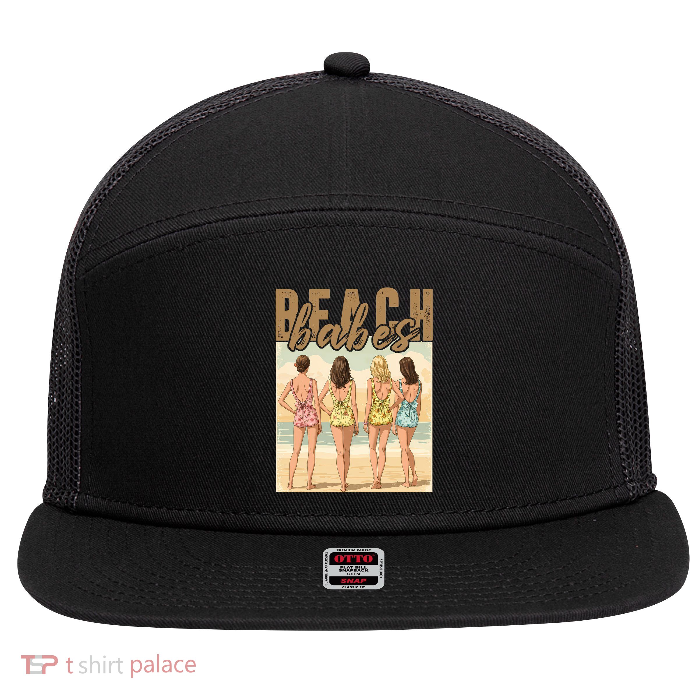 Beach Vibes Summer Holiday Funny Vacation 7 Panel Mesh Trucker Snapback Hat