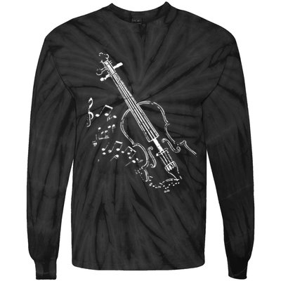 Beautiful Vintage Style Violin Design For Music Lovers Tie-Dye Long Sleeve Shirt