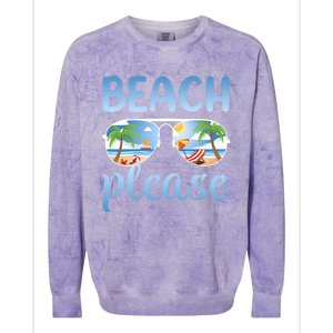 Beach Vacation Sunset Sunrise Summer Sunglasses Beach Please Gift Colorblast Crewneck Sweatshirt