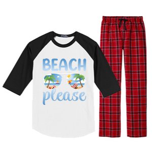 Beach Vacation Sunset Sunrise Summer Sunglasses Beach Please Gift Raglan Sleeve Pajama Set