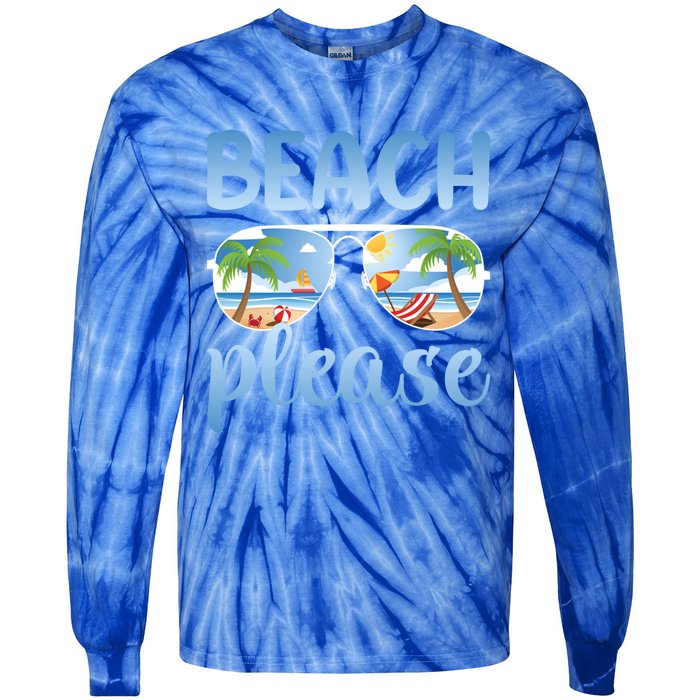 Beach Vacation Sunset Sunrise Summer Sunglasses Beach Please Gift Tie-Dye Long Sleeve Shirt