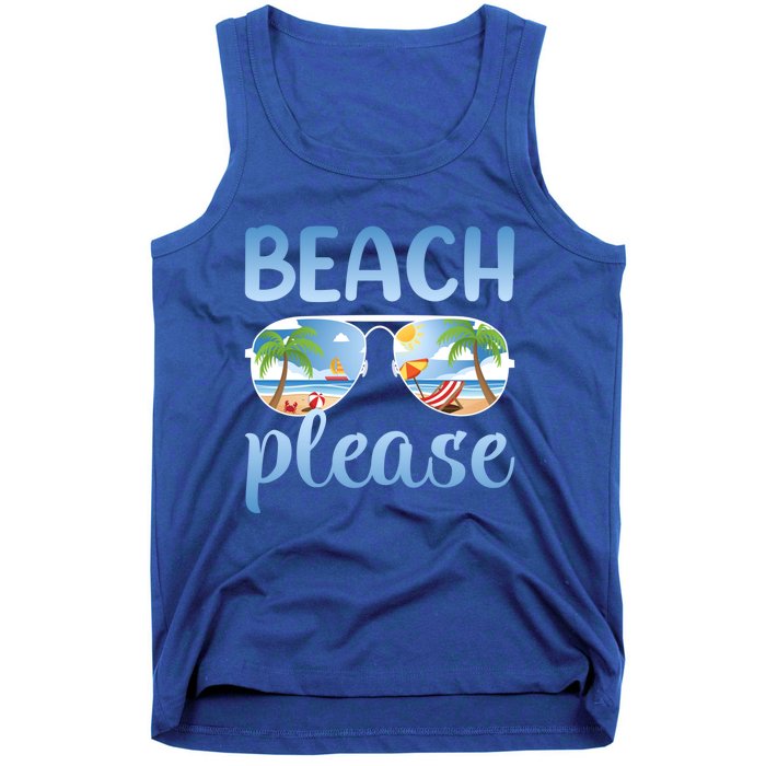 Beach Vacation Sunset Sunrise Summer Sunglasses Beach Please Gift Tank Top