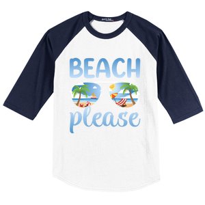 Beach Vacation Sunset Sunrise Summer Sunglasses Beach Please Gift Baseball Sleeve Shirt