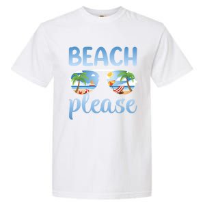 Beach Vacation Sunset Sunrise Summer Sunglasses Beach Please Gift Garment-Dyed Heavyweight T-Shirt