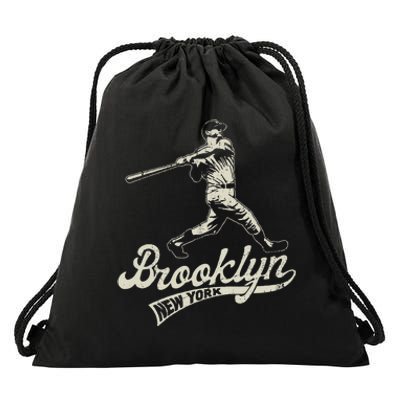 Baseball Vintage Style Brooklyn Drawstring Bag