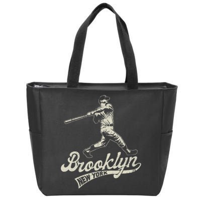 Baseball Vintage Style Brooklyn Zip Tote Bag