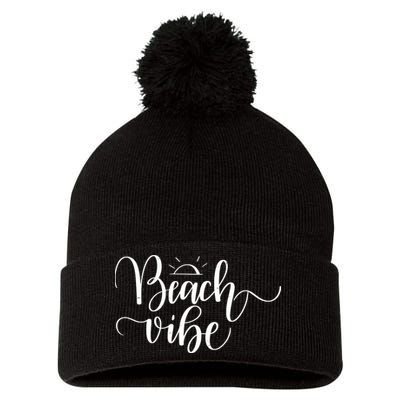 Beach Vibe Summer Fun Pom Pom 12in Knit Beanie