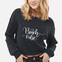 Beach Vibe Summer Fun Cropped Pullover Crew