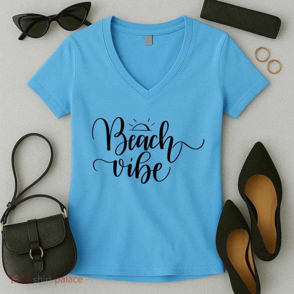 Beach Vibe Summer Fun Women's V-Neck T-Shirt