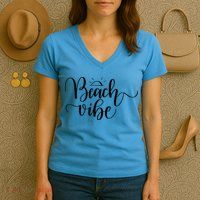 Beach Vibe Summer Fun Women's V-Neck T-Shirt